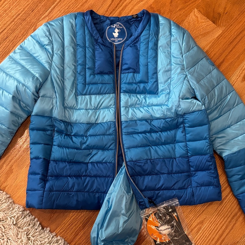Save the Duck nwt Blue Gradient Puffer Jacket